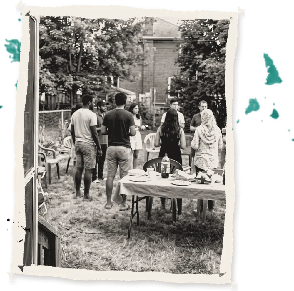A backyard gathering of neighbours